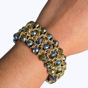 Handmade Sitti Boho Crystal Bracelet Gold Chain Stretch Boheme